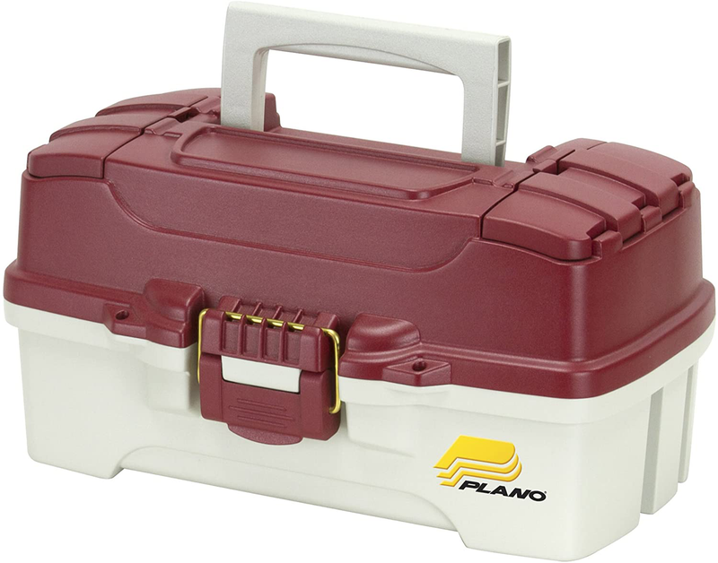Plano One, Two, and Three Tray Tackle Box Sporting Goods > Outdoor Recreation > Fishing > Fishing Tackle Plano Red Metallic/ Off White One-Tray 