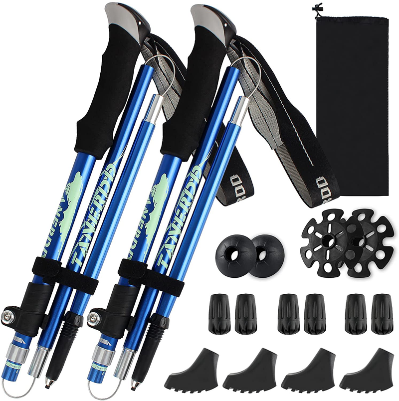 ORLANG Trekking Poles for Hiking - 2 Pack Lightweight Aluminum 7075 Walking Sticks for Hiking ,Collapsibletelescopic Trekking Hiking Poles with Adjustable Quick Flip-Lock and EVA Handle Sporting Goods > Outdoor Recreation > Camping & Hiking > Hiking Poles ORLANG Blue  