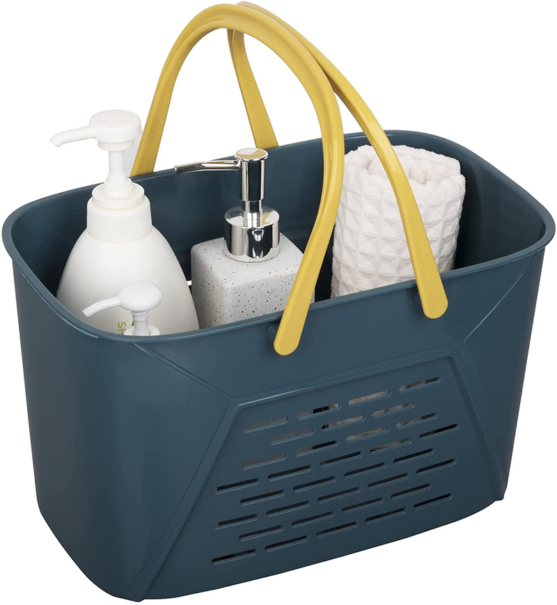 Portable Shower Caddy Tote, Plastic Storage Caddy Basket with Handle for College, Dorm, Bathroom, Garden, Cleaning Supplies, White