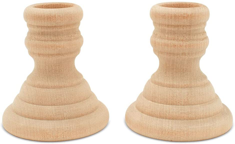 Classic Wooden Candlesticks 4 inches with 7/8 inch Hole, Set of 4 Unfinished Small Wooden Candle Holders to Craft, Paint or Decorate, by Woodpeckers Home & Garden > Decor > Home Fragrance Accessories > Candle Holders Woodpeckers Pack of 12 2-5/8 inch 