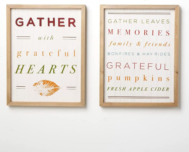 HOMirable Autumn Decorations 2 Pack Wooden Thanksgiving Sign Gather Hearts Letter Fall Decor for Home Vintage Harvest Wall Hanging Signs Rustic Halloween Farmhouse Signs Arts & Entertainment > Party & Celebration > Party Supplies HOMirable Default Title  