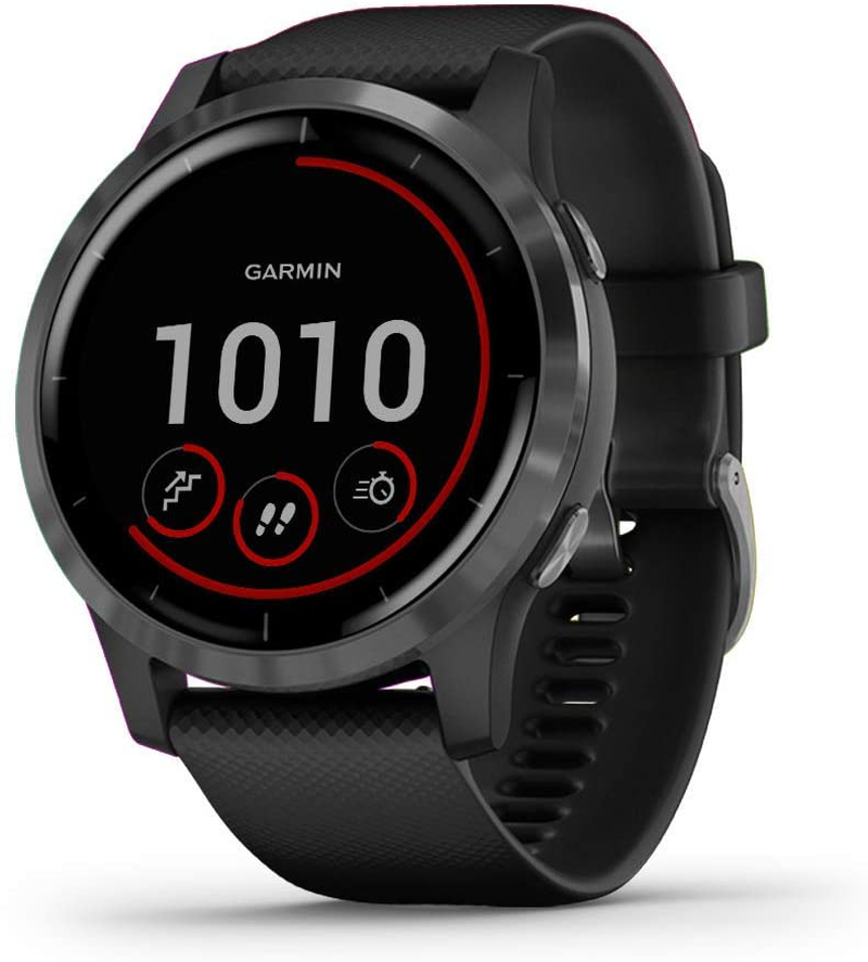 Garmin 010-02172-21 Vivoactive 4S, Smaller-Sized GPS Smartwatch, Features Music, Body Energy Monitoring, Animated Workouts, Pulse Ox Sensors, Rose Gold with White Band Apparel & Accessories > Jewelry > Watches Garmin Silver with Gray Band 45mm 