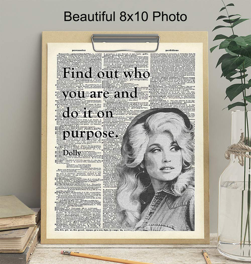 Dolly Parton Quote - Dictionary Wall Art Print - 8x10 Photo Picture - Unique Gift for Country Music, Dollywood Fans - Unframed Motivational Inspirational Home Decor, Room Decoration Poster Home & Garden > Decor > Seasonal & Holiday Decorations& Garden > Decor > Seasonal & Holiday Decorations Yellowbird Art & Design   
