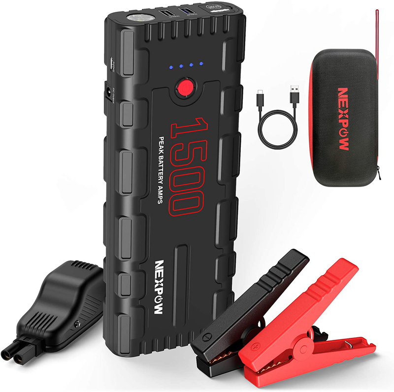 NEXPOW Car Battery Starter, 1500A Peak 21800mAh 12V Portable Auto Car Battery Charger Jump Starter Battery Pack with USB Quick Charge 3.0, Type-C (Up to 6.5L Gas or 4L Diesel Engine)