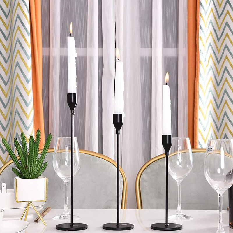 SUJUN Matte Black Candle Holders Set of 3 for Taper Candles, Decorative Candlestick Holder for Wedding, Dinning, Party, Fits 3/4 inch Thick Candle&Led Candles (Metal Candle Stand) Home & Garden > Decor > Home Fragrance Accessories > Candle Holders SUJUN   