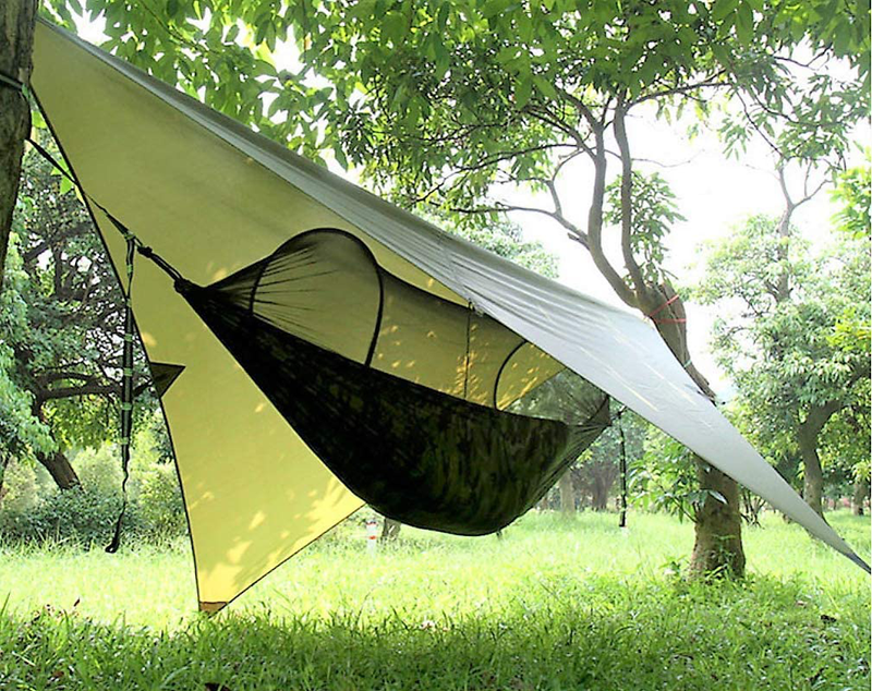 Gastonia Camping Hammock with Mosquito Bug Net Tent, Rain Fly Tarp & Tree Straps with Carabiners - Lightweight Portable Single Double Set for Hiking, Backpacking Travel, Complete with Stow Away Pocket Home & Garden > Lawn & Garden > Outdoor Living > Hammocks Gastonia Camo (Camo Hammock & Army Green Rainfly)  