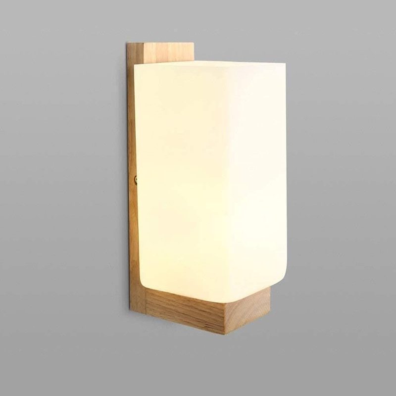 FXLYMR Wall Lamp Bedside Lamp Japanese-Style Modern Minimalist Corridor Balcony Led Wood Square Nordic Indoor Bedroom Bedside Reading Lamp Frosted Glass Shade Wall Sconce Aisle Hotel Home & Garden > Lighting > Lighting Fixtures > Wall Light Fixtures KOL DEALS   