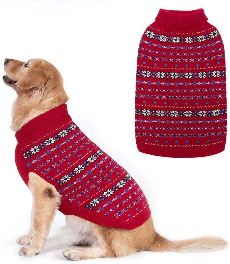Classic Snowflake Dog Sweater - Soft Thickening Dog Cat Warm Coat Apparel, Winter Knitwear Pet Clothes for Cold Weather Animals & Pet Supplies > Pet Supplies > Dog Supplies > Dog Apparel BINGPET Red L 