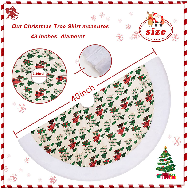 MTSCE 48 inch White Christmas Tree Skirt Christmas Decorations Indoor, Faux Fur Tree Skirts for Party Holiday Xmas Tree Winter Christmas Tree Mat Home & Garden > Decor > Seasonal & Holiday Decorations > Christmas Tree Skirts MTSCE   