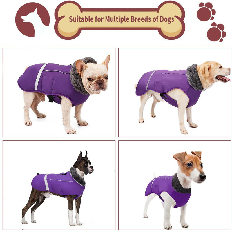 Doglay Dog Winter Coat with Thicken Furry Collar, Reflective Warm Pet Jacket Waterproof Windproof Dog Clothes for Cold Weather, Soft Puppy Vest Apparel for Small Medium Large Dogs Animals & Pet Supplies > Pet Supplies > Dog Supplies > Dog Apparel Doglay   