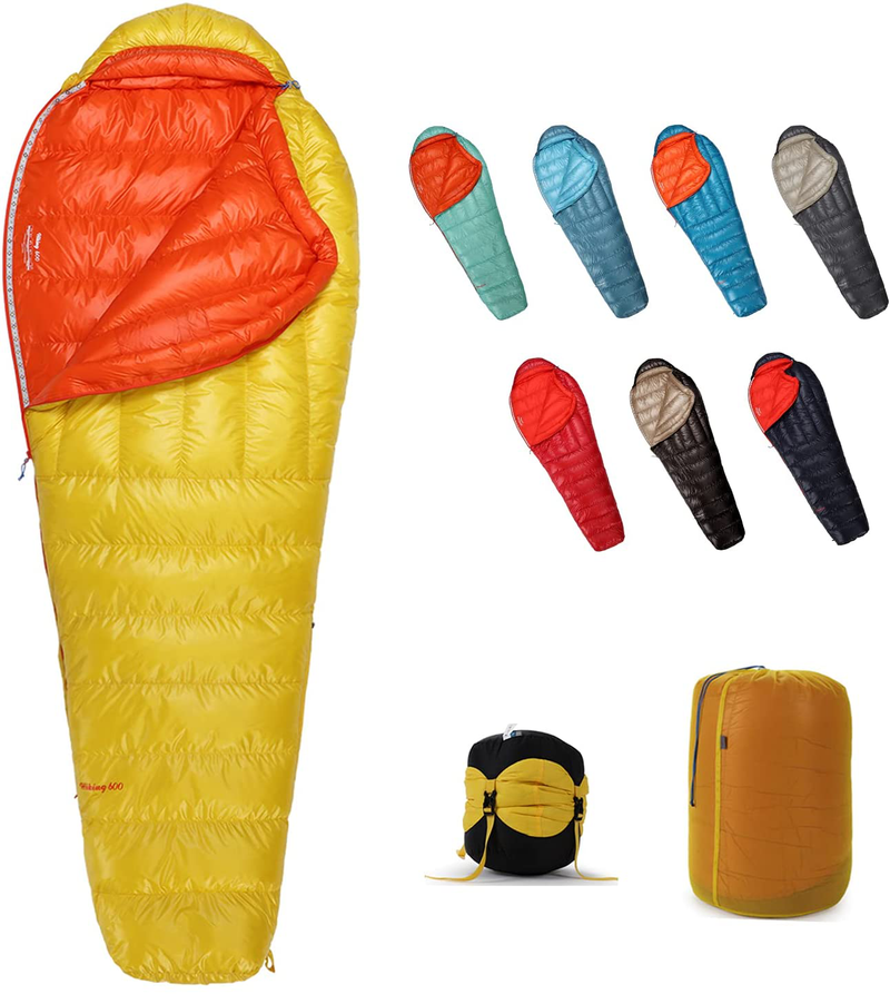 Mountaintop Ultralight Mummy down Sleeping Bag 650 Fill Power Duck down Suits for 32 Degree F for Camping Hiking Backpacking Sporting Goods > Outdoor Recreation > Camping & Hiking > Sleeping Bags MOUNTAINTOP 32 Degree-Yellow  