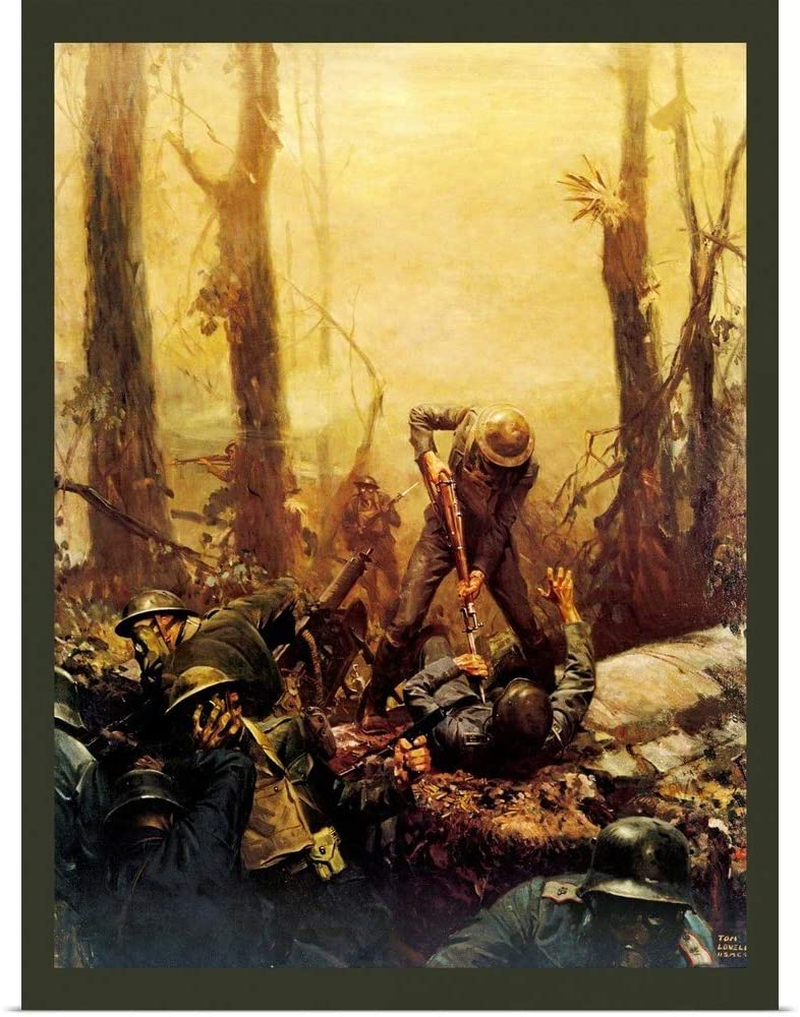 GREATBIGCANVAS June 1918 American Marines in the Battle Fine Art Poster Print, Military Home Decor Artwork, 30"X40" Home & Garden > Decor > Artwork > Posters, Prints, & Visual Artwork GREATBIGCANVAS 30" x 40"  