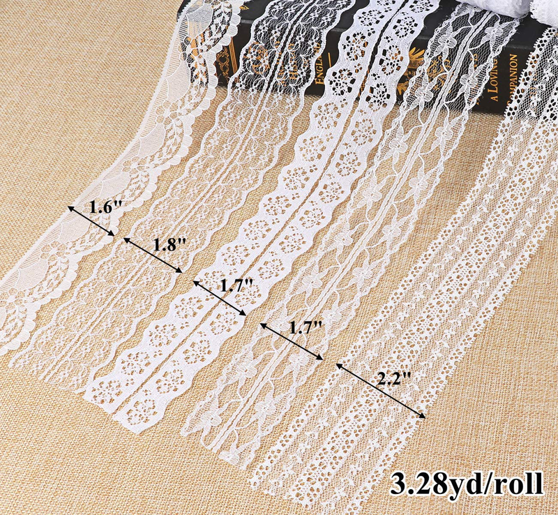 ilauke White Lace Ribbon 14 Rolls Lace Trims 0.6 to 2.1 inch Cream Lace with Assorted Pattern for Sewing and Crafts, 3.28 Yards Each Arts & Entertainment > Hobbies & Creative Arts > Arts & Crafts ilauke   