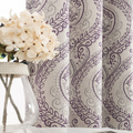Linen Textured Curtains for Bedroom Damask Printed Drapes Vintage Linen Look Medallion Curtain Panels Red Window Treatments Room Darkening for Living Room Patio Door 2 Panels 84 Inch Terrared Home & Garden > Decor > Window Treatments > Curtains & Drapes jinchan Purple W50 x L63 