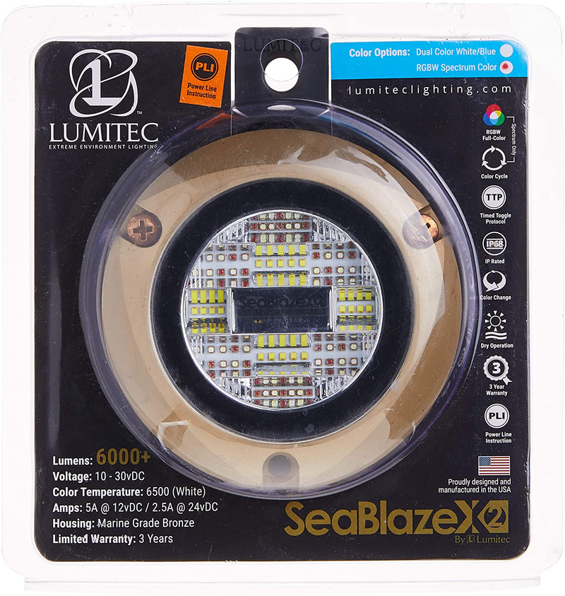 Lumitec SeaBlaze X2 Underwater Light, Bronze, Spectrum RGBW, One Size
