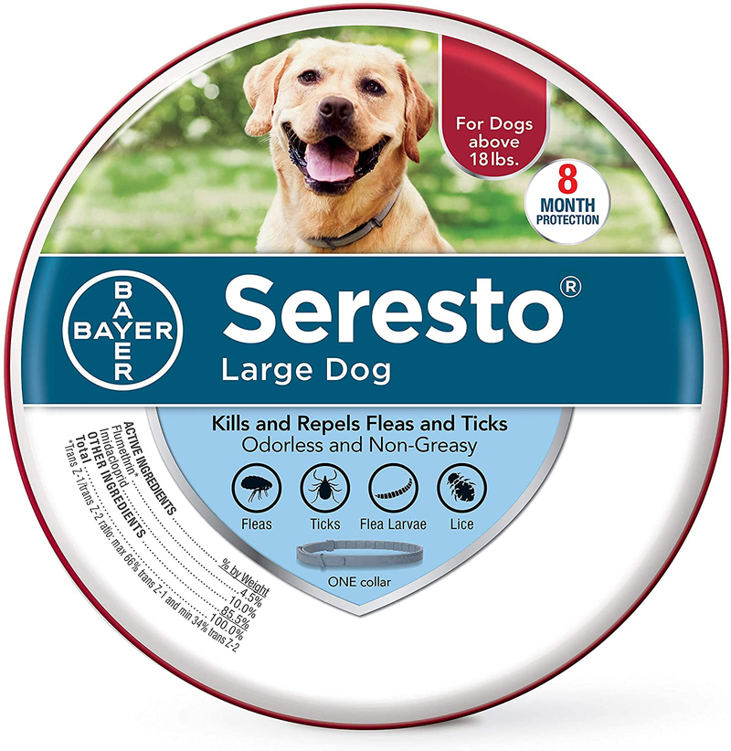 Seresto Flea and Tick Collar for Dogs, 8-Month Flea and Tick Collar for Large Dogs Over 18 Pounds Animals & Pet Supplies > Pet Supplies > Dog Supplies Elanco 1-Pk  