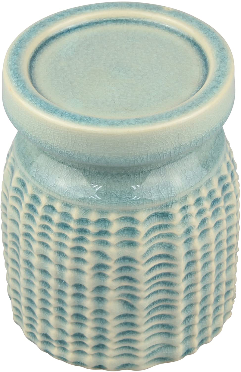 Stonebriar Decorative Textured Pale Ocean Ceramic Pillar Candle Holder, Coastal Home Decor Accents, Beach Inspired Design for the Living Room, Bathroom, or Bedroom of your Seaside Cottage Decor Home & Garden > Decor > Home Fragrance Accessories > Candle Holders Stonebriar   