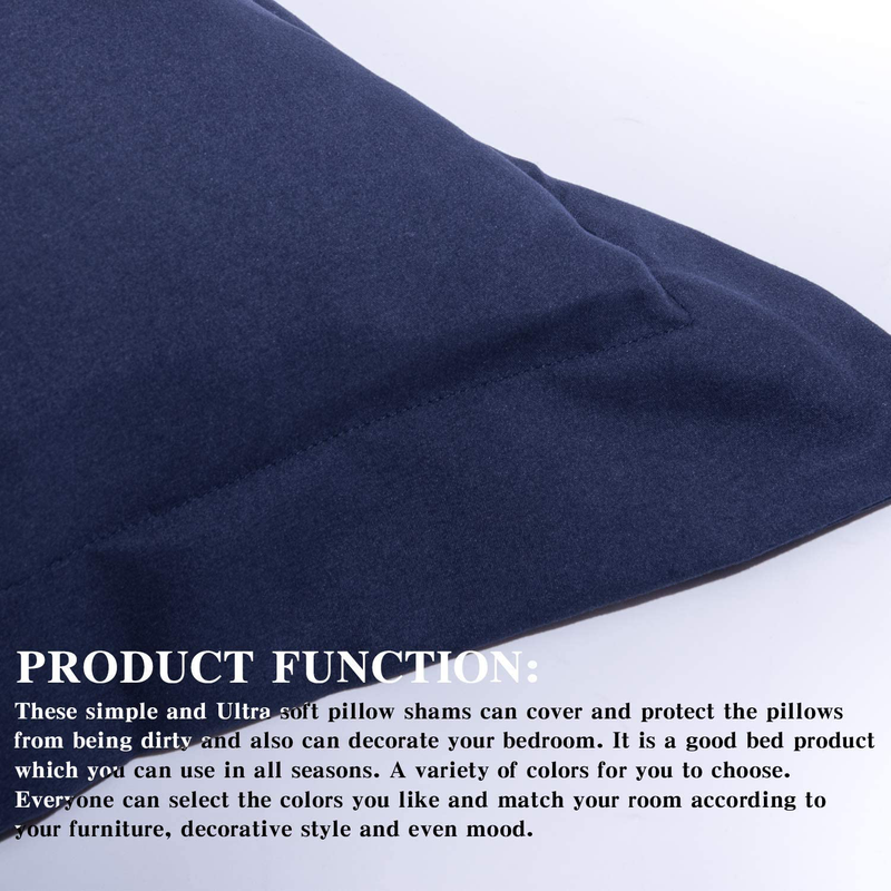 NTBAY 100% Brushed Microfiber European Square Throw Pillow Cushion Cover Set of 2, Soft and Cozy, Wrinkle, Fade, Stain Resistant (Euro 26"X26", Navy) Home & Garden > Decor > Chair & Sofa Cushions NTBAY   