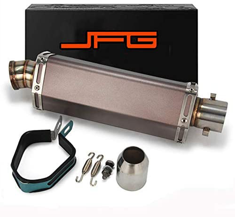 JFG RACING Slip on Exhaust 1.5-2 Inlet Stainelss Steel Muffler with Moveable DB Killer for Dirt Bike Street Bike Scooter ATV Racing  JFG RACING B  