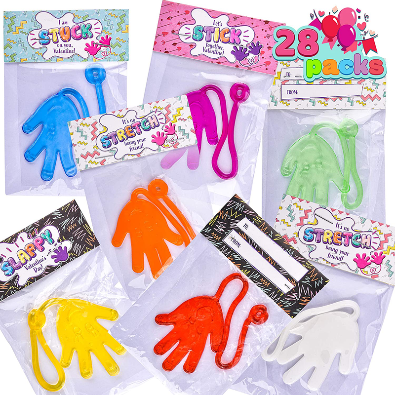 JOYIN 28 Packs Sticky Hands with Card Headers for Kids Party Favor, Classroom Exchange Prizes, Valentine’S Greeting Cards, Valentine Party Favors, Valentine Exchange Gifts Home & Garden > Decor > Seasonal & Holiday Decorations JOYIN   