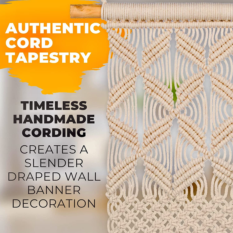 Gentle Crafts BoHo Macrame Hanging Wall Decor: Decorative Wall Art Cotton Rope Cord Woven Tapestry Home Decorations for the Living Room Kitchen Bedroom or Apartment Home & Garden > Decor > Artwork > Decorative Tapestries Gentle Crafts   
