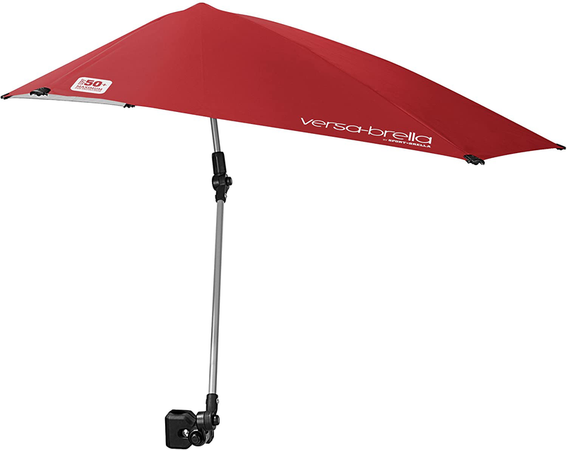 Sport-Brella Versa-Brella SPF 50+ Adjustable Umbrella with Universal Clamp Sporting Goods > Outdoor Recreation > Camping & Hiking > Tent Accessories Sport-Brella Firebrick Red Regular 