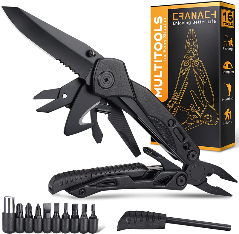 Multitool Knife Camping Accessories Gifts - Stocking Stuffers for Men Dad 16 in 1 Multi Tool Pocket Fishing Knives Cool Gadgets Birthday Father'S Valentine'S Day Gifts for Him Men Dad Husband Women Sporting Goods > Outdoor Recreation > Camping & Hiking > Camping Tools CRANACH   