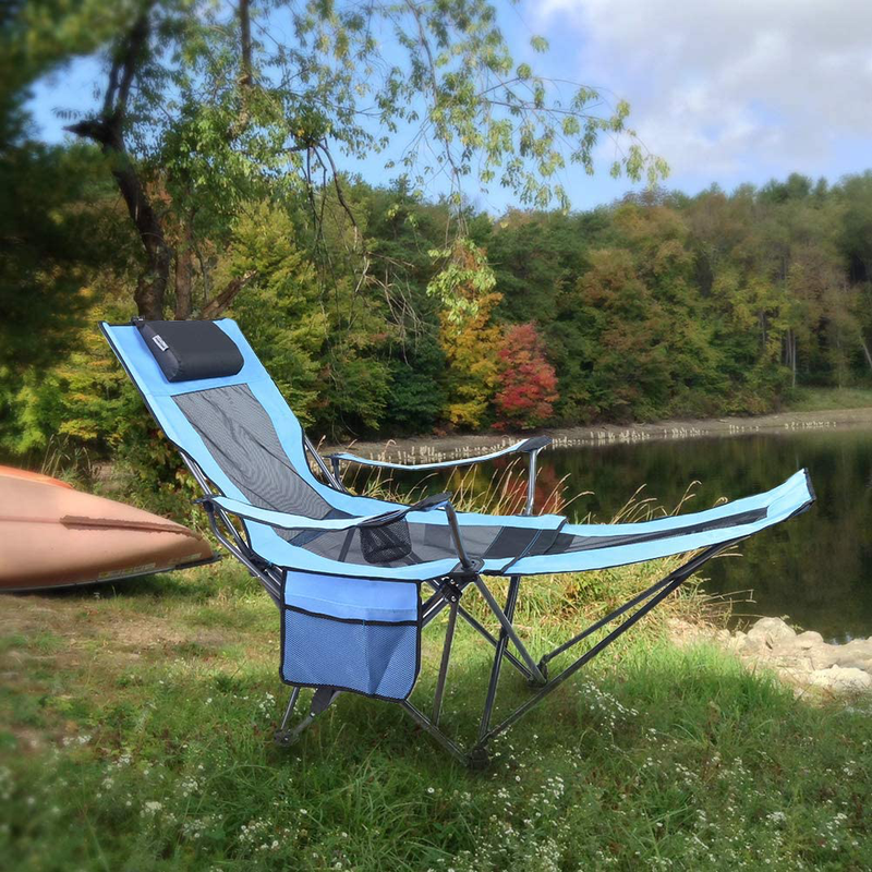 OUTDOOR LIVING SUNTIME Camping Folding Portable Mesh Chair with Removabel Footrest