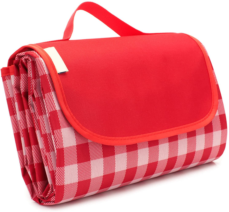 LEASEN Picnic Blankets, 79''×77'' Extra Large Foldable Picnic Blanket Waterproof Sandproof Picnic Mat, Portable Out Blanket for Camping,Travel, Hiking, Family Day Out Home & Garden > Lawn & Garden > Outdoor Living > Outdoor Blankets > Picnic Blankets LEASEN Red 77''×79'' 