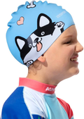COPOZZ Kids/Adult Swim Caps, Silicone Waterproof Comfy Bathing Cap Swimming Hat for Long and Short Hair Sporting Goods > Outdoor Recreation > Boating & Water Sports > Swimming > Swim Caps COPOZZ BLUE-5-12yrs  