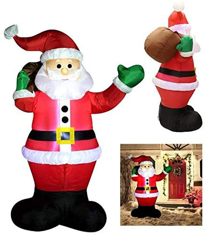 Joiedomi 6 Foot Inflatable Santa Claus; LED Light Up Giant Christmas Xmas Inflatable Santa Claus Carry Gift Bag for Blow Up Yard Decoration, Indoor Outdoor Garden Christmas Decoration by Home & Garden > Decor > Seasonal & Holiday Decorations& Garden > Decor > Seasonal & Holiday Decorations Joiedomi   