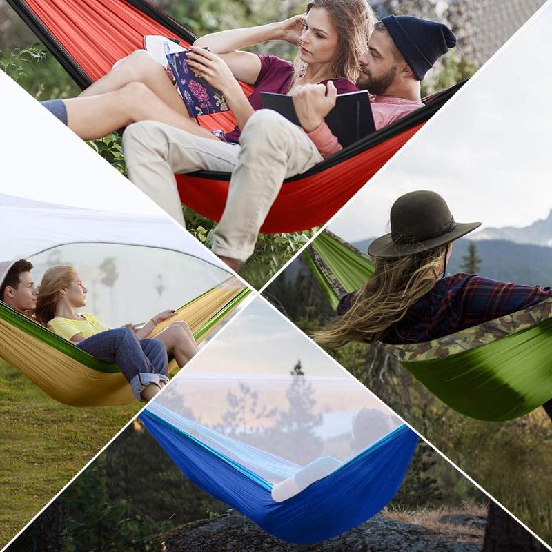 Hieha Double Camping Hammock with Mosquito Net, Portable Nylon Hiking Hammocks for Trees, Travel Outdoor Gear Camping Essential Hammock for 2 Adults Sporting Goods > Outdoor Recreation > Camping & Hiking > Mosquito Nets & Insect Screens Hieha   