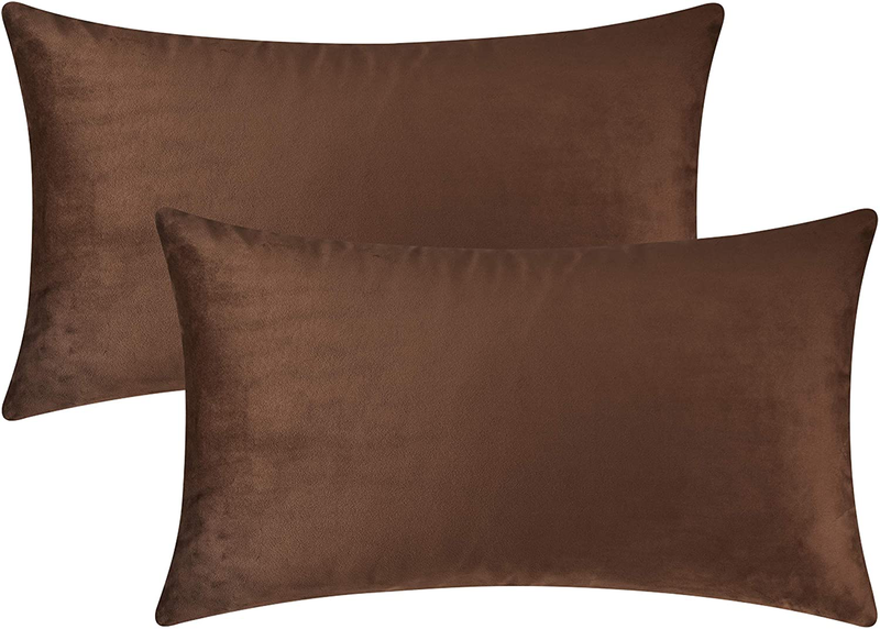 Mixhug Decorative Throw Pillow Covers, Velvet Cushion Covers, Solid Throw Pillow Cases for Couch and Bed Pillows, Burnt Orange, 20 x 20 Inches, Set of 2 Home & Garden > Decor > Chair & Sofa Cushions Mixhug Brown 12 x 20 Inches, 2 Pieces 