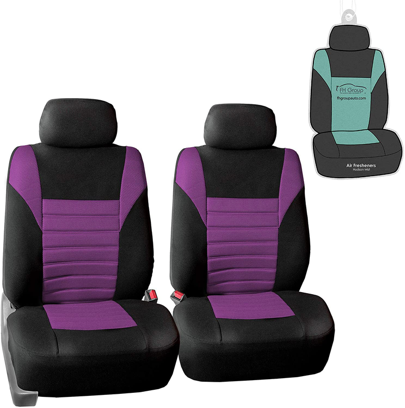 FH Group Sports Fabric Car Seat Covers Pair Set (Airbag Compatible), Gray / Black- Fit Most Car, Truck, SUV, or Van