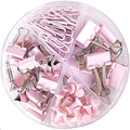 Paper Clips and Binder Clips Push Pins Set and Holder, Syitem Non-Skid Map Tacks Thumbtacks Clips Kits with Container for Office School Home Desk Supplies, 72 PCS Assorted Sizes (Pink) ¡­ Office Supplies > General Office Supplies SYITEM Pink  