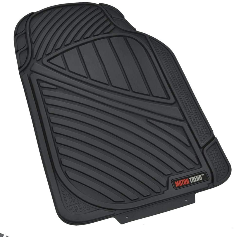 Motor Trend FlexTough Performance All Weather Rubber Car Floor Mats with Cargo Liner – Full Set Front & Rear Odorless Floor Mats for Cars Truck SUV, BPA-Free Automotive Floor Mats (Black)