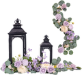 Ling's moment Handcrafted Rose Flower Garland Floral Arrangements Pack of 6 for Lanterns Wedding Table Centerpieces Floral Runner Wreath Decorations (Burgundy +Blush) Home & Garden > Decor > Home Fragrance Accessories > Candle Holders Ling's moment Lilac Purple  