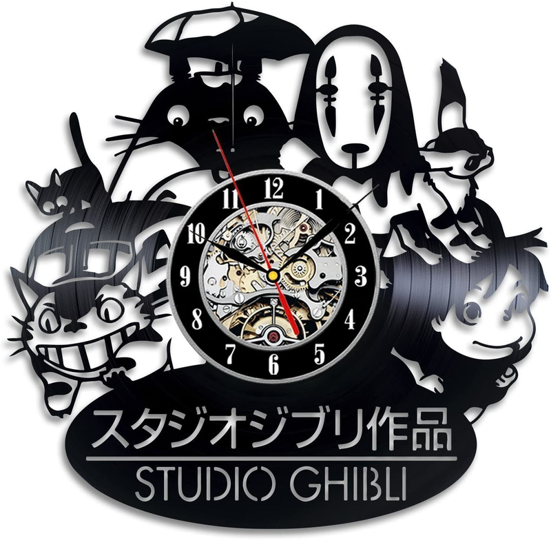 Studio Ghibli Anime Vinyl Record Wall Clock - Decorate Your Home with Modern Art - Gift for Kids, Girls and Boys - Win a Prize for a Feedback Home & Garden > Decor > Clocks > Wall Clocks Vinyl Evolution   