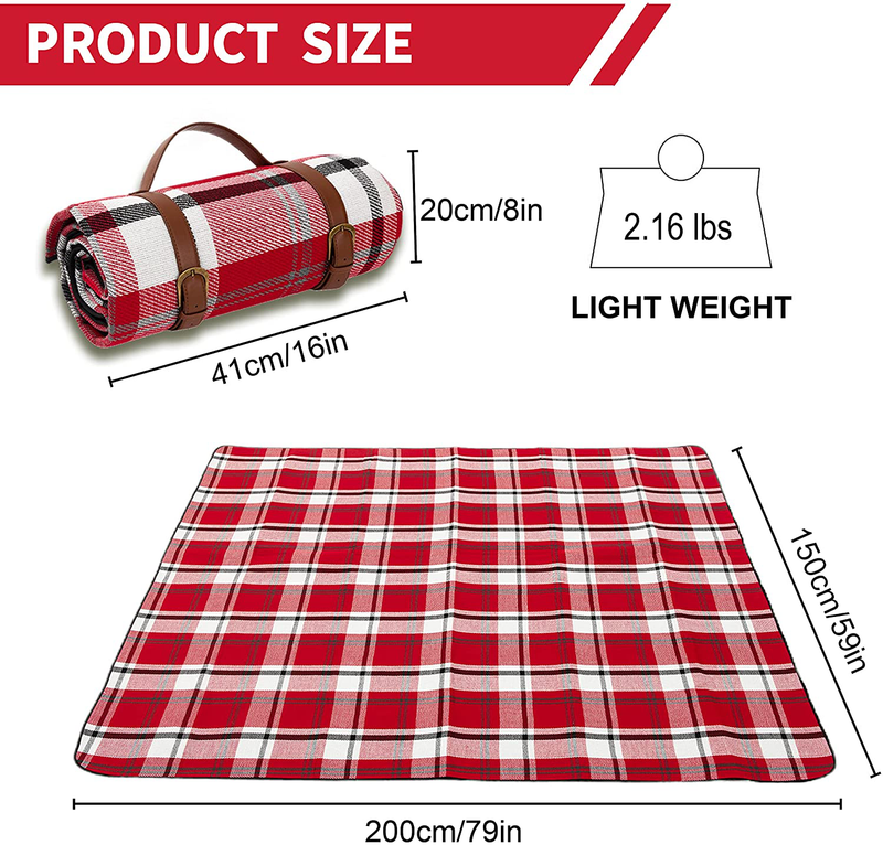 TenkBuff Outdoor Picnic Blanket,59''x79'' Large Size Waterproof and Sandproof Beach Mat for 4-7 People,3 Layered Foldable Mat for Beach,Park,Camping, Hiking, Travel, Festival(Red(Thickened)) Home & Garden > Lawn & Garden > Outdoor Living > Outdoor Blankets > Picnic Blankets TenkBuff   