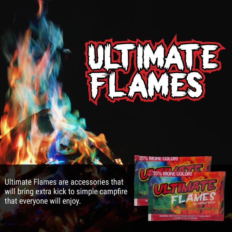 Magical Ultimate Flames Create Colorful & Vibrant Flames for Fire Pit - (12 Pack) - Campfire, Bonfire, Outdoor Fireplace – Magical, Colorful, Rainbow, Mystic – Twice the Color – Half the Price Sporting Goods > Outdoor Recreation > Camping & Hiking > Tent Accessories Magical Flames   