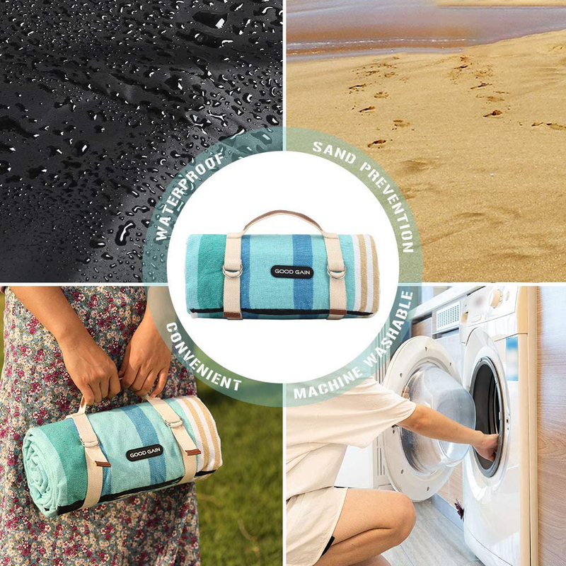 G GOOD GAIN Picnic Blanket Waterproof & Sand Proof,Beach Blanket Portable with Carry Strap, XL Large Foldable Picnic Rug Machine Washable for Outdoor Camping Party,Wet Grass,Hiking,Kids Playground. Home & Garden > Lawn & Garden > Outdoor Living > Outdoor Blankets > Picnic Blankets G GOOD GAIN   