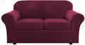 Real Velvet Plush 3 Piece Stretch Sofa Covers Couch Covers for 2 Cushion Couch Loveseat Covers (Base Cover Plus 2 Individual Cushion Covers) Feature Thick Soft Stay in Place (Medium Sofa, Ivory) Home & Garden > Decor > Chair & Sofa Cushions H.VERSAILTEX Wine/Burgundy Medium 