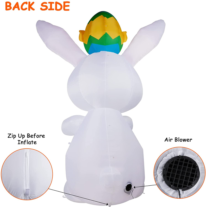 HOOJO 8 FT Height Easter Decorations Inflatable Easter Bunny, Easter Inflatables Bunny with Eggs, Build-In LED Easter Inflatables Decorations Outdoor for Holiday Lawn, Yard, Garden Home & Garden > Decor > Seasonal & Holiday Decorations HOOJO   