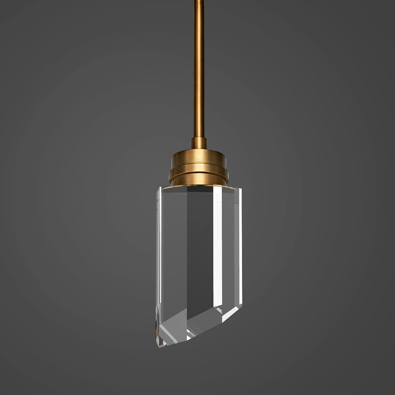 MOTINI 1-Light Cylinder Crystal Pendant Light, Gold Brushed Brass with K9 Crystal, LED Modern Ceiling Hanging Pendant Lighting Fixtures for Kitchen Island Bedroom Dining Room Bathroom