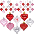Ivenf Valentine'S Day Decorations Heart Shaped Ornaments,48 Pcs Red Pink Silver White Plastic Hanging Baubles, Tree Ball Heart Glitter Decor for Wedding Decorations Gift Home & Garden > Decor > Seasonal & Holiday Decorations Ivenf Red Silver  