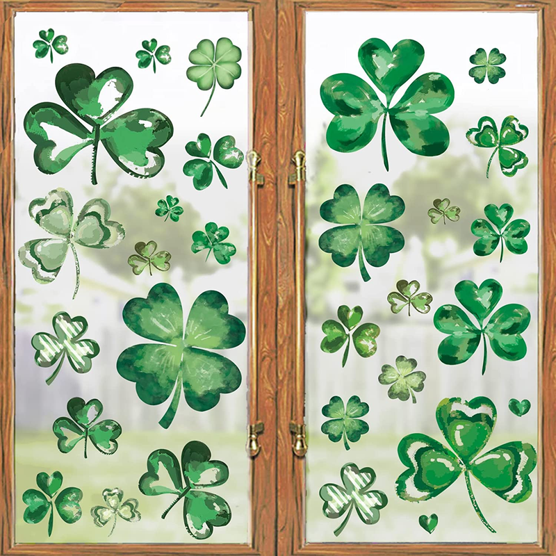 Ivenf St. Patrick'S Day Decorations Window Clings Decor, Extra Large Shamrock Decal Stickers for Kids School Home Office Accessories Party Supplies Gifts, 6 Sheets 79 Pcs Arts & Entertainment > Party & Celebration > Party Supplies Ivenf   