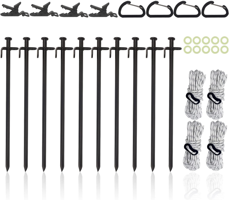 Tent Spikes Sets 10 Pcs Metal Tent Stakes Heavy Duty 12 Inch for Camping with 4 Ropes 13Ft Length Sporting Goods > Outdoor Recreation > Camping & Hiking > Tent Accessories KPUCQXZ KPZ - 24PCS  