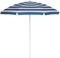 Picnic Time Portable Canopy Outdoor Umbrella, Black Home & Garden > Lawn & Garden > Outdoor Living > Outdoor Umbrella & Sunshade Accessories ONIVA - a Picnic Time brand Blue & White Stripe  