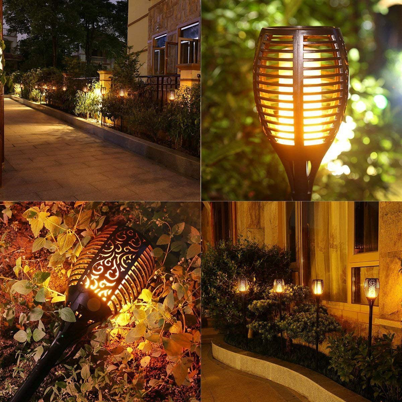 StillCool Flame Solar Lights Outdoor LED Landscape Lighting Path Lights Waterproof Flame Flickering Lamp Torch Dusk to Dawn Auto On/Off Security for Garden Yard Patio, 4 Pack