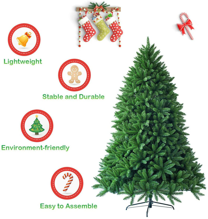 Goplus 5ft Unlit Artificial Christmas Tree, Premium Hinged Fir Tree, Easy Assembly with Metal Stand, Xmas Décor for Indoor and Outdoor (5ft) Home & Garden > Decor > Seasonal & Holiday Decorations > Christmas Tree Stands Goplus   
